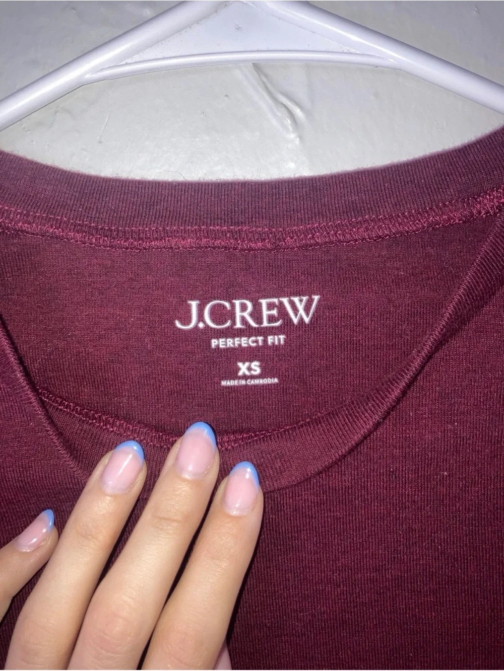 J. Crew Long-Sleeve Crewneck Top in Deep Burgundy